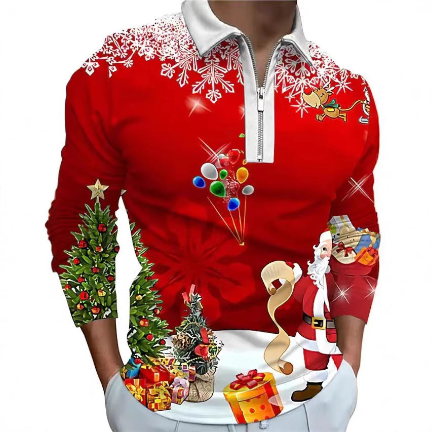 Men's casual lapel long-sleeved polo shirt