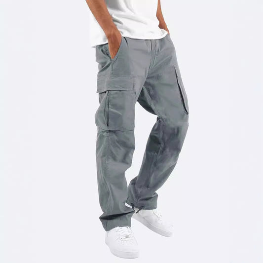 Men's overalls drawstring multi-pocket casual trousers